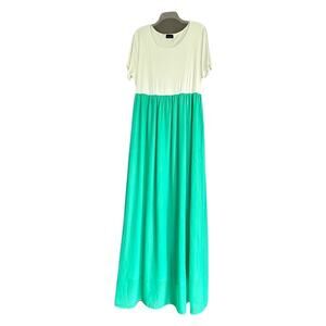 Colorblock Maxi Dress by‎ Every 1 in White and Green, Tall-Friendly Size 2X